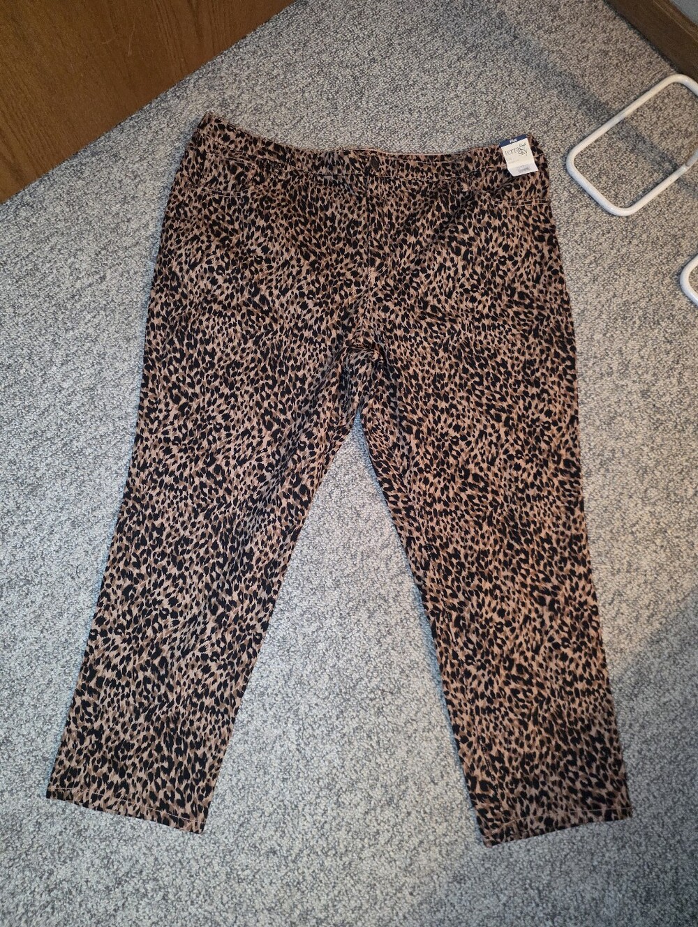 Terra & Sky Brown and Black Leopard Straight Leg Jeans